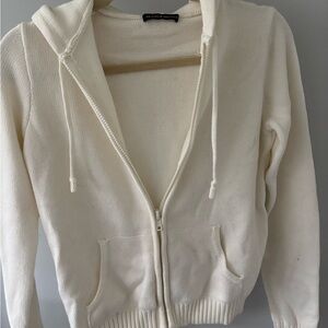 Cream Zip-Up Hoodie Brandy Melville Sweater-like Material Suze XS-S
